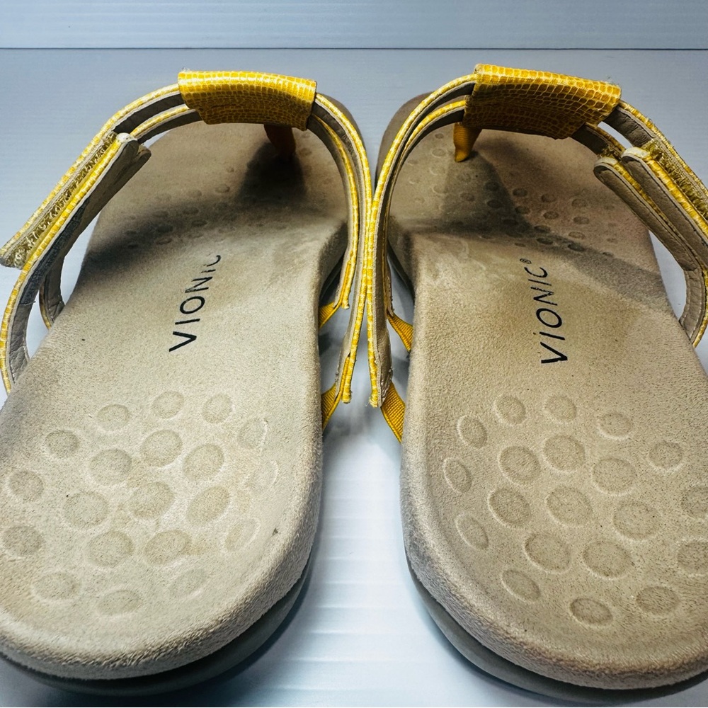 Vionic Elvia Yellow Leather Sandals Size 7.5 - Picture 8 of 14